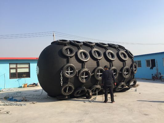 Qualidade 50Kpa 3.3*6.5m defensas de borracha pneumática marinha preta com pneus fábrica